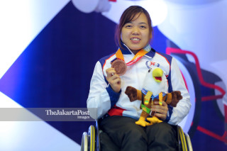 Atlet Anggar Kursi Roda asal Cina Hongkong, Chung Yuen Ping berhasil meraih medali perunggu