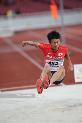 Atlet Jepang Yamaguchi Mitsuo mendapat medali perunggu di nomor cabang Men's Long Jump T20
