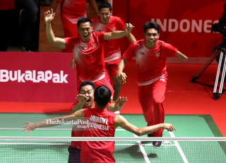 -Selebrasi Tim Indonesia setelah berhasil mempersembahkan medali emas