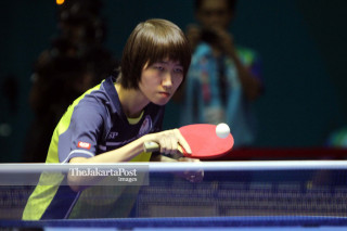 NG Mui Wui ketika menghadapi petenis meja Indonesia Ana Widyasari  di Asian Paragames 2018
